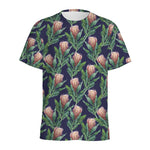 Watercolor Protea Pattern Print Men's Sports T-Shirt