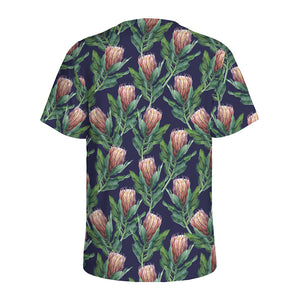 Watercolor Protea Pattern Print Men's Sports T-Shirt