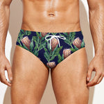 Watercolor Protea Pattern Print Men's Swim Briefs