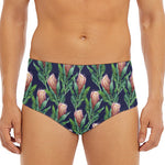 Watercolor Protea Pattern Print Men's Triangle Swim Briefs