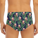 Watercolor Protea Pattern Print Men's Triangle Swim Briefs