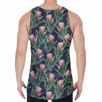 Watercolor Protea Pattern Print Men's Velvet Tank Top