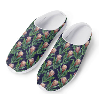 Watercolor Protea Pattern Print Mesh Casual Shoes