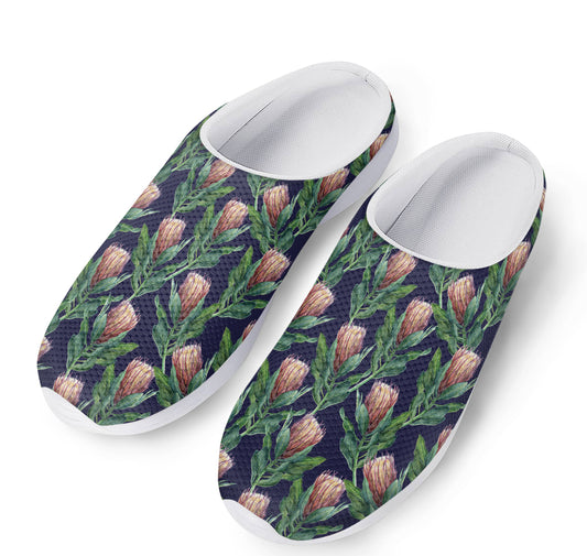 Watercolor Protea Pattern Print Mesh Casual Shoes