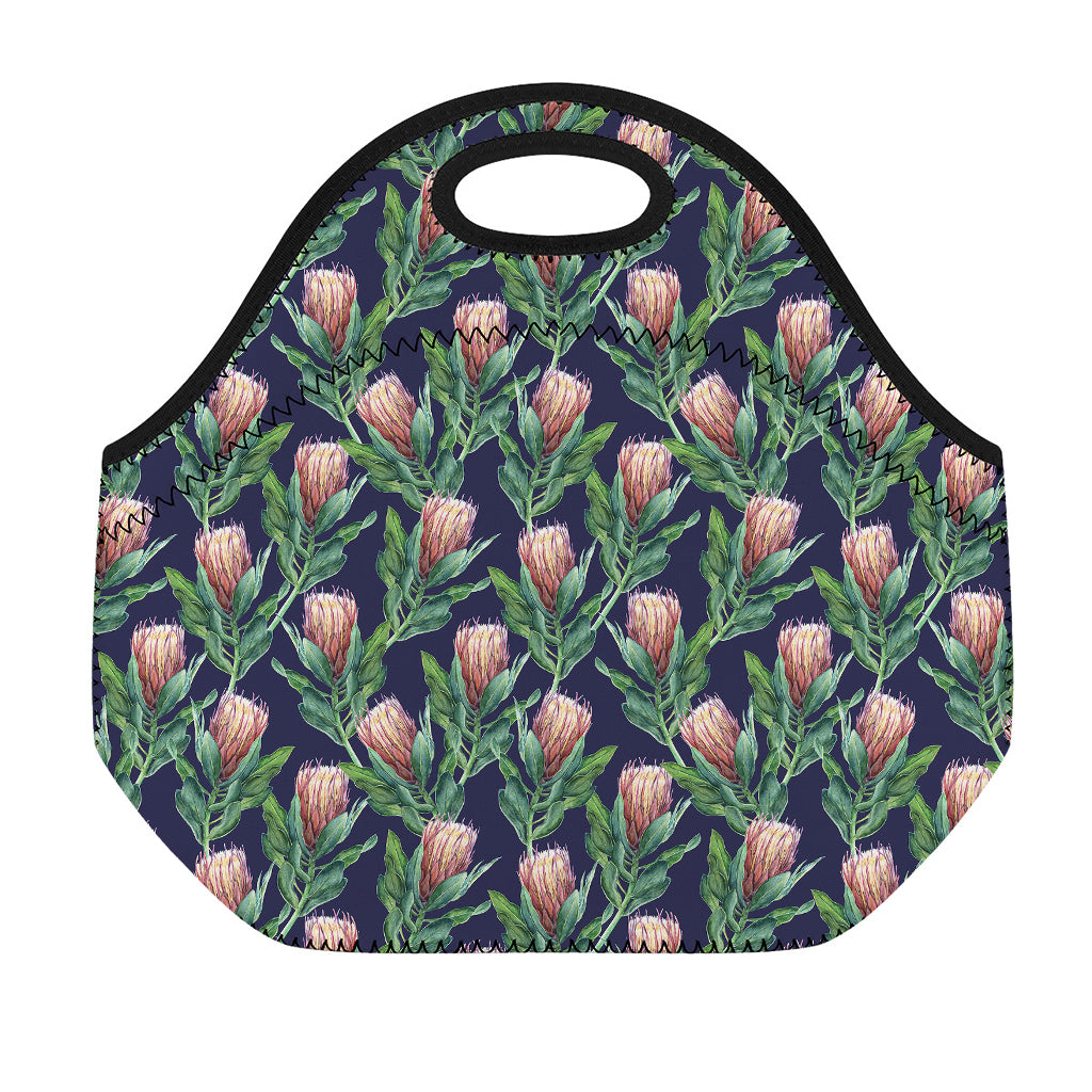 Watercolor Protea Pattern Print Neoprene Lunch Bag
