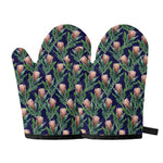 Watercolor Protea Pattern Print Oven Mitts