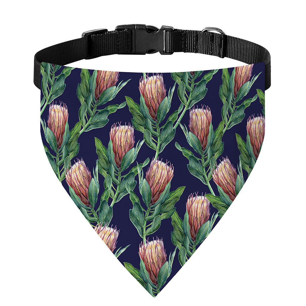 Watercolor Protea Pattern Print Over The Collar Dog Bandana
