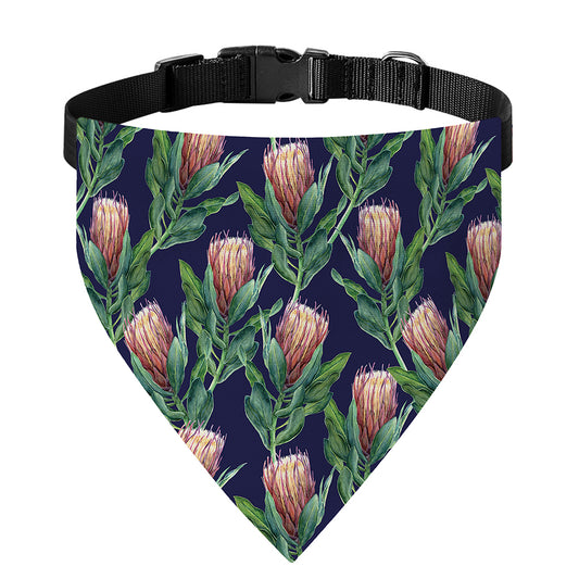 Watercolor Protea Pattern Print Over The Collar Dog Bandana