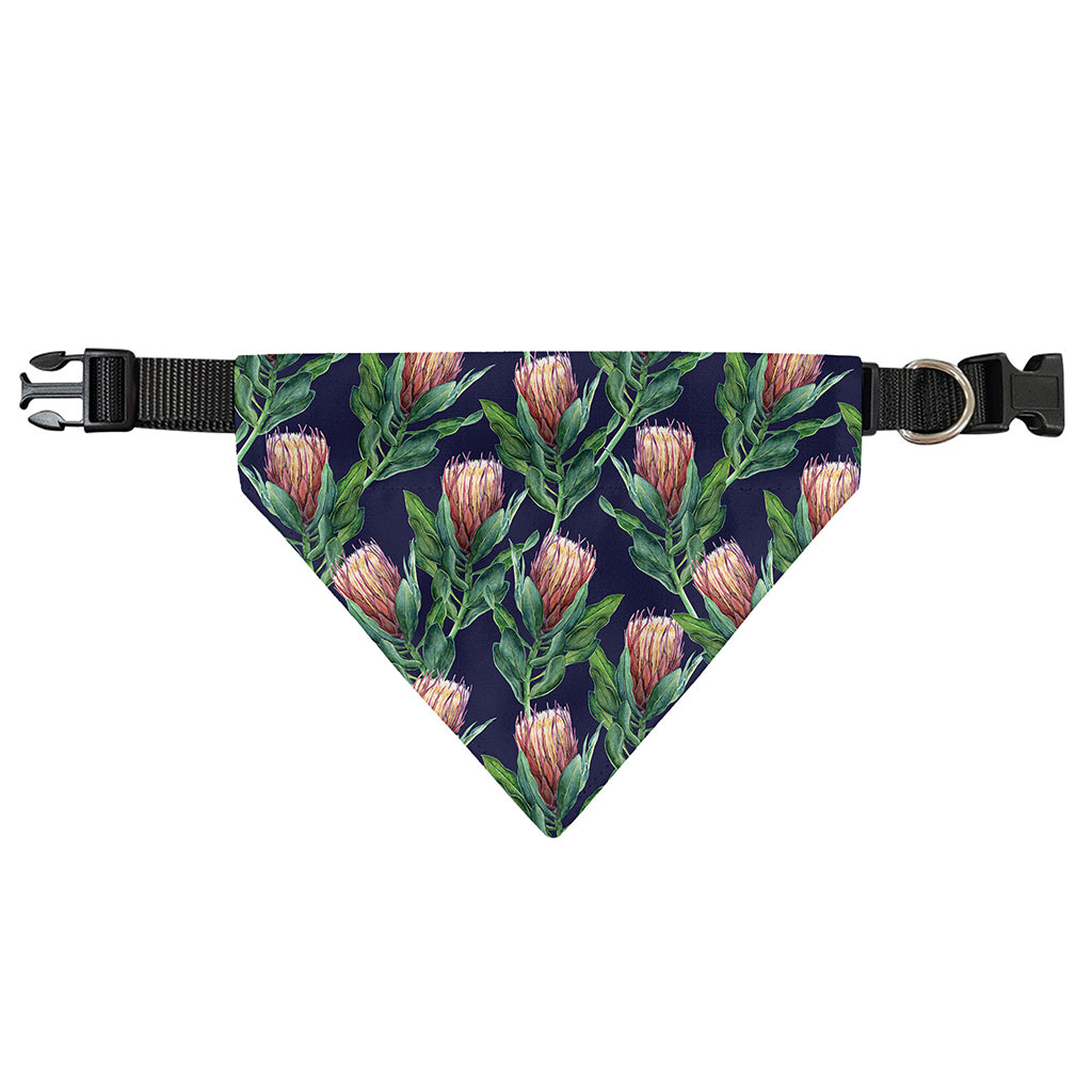 Watercolor Protea Pattern Print Over The Collar Dog Bandana