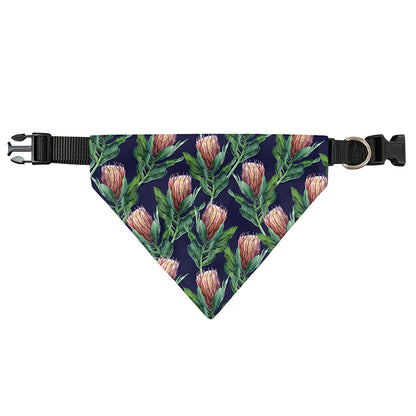 Watercolor Protea Pattern Print Over The Collar Dog Bandana