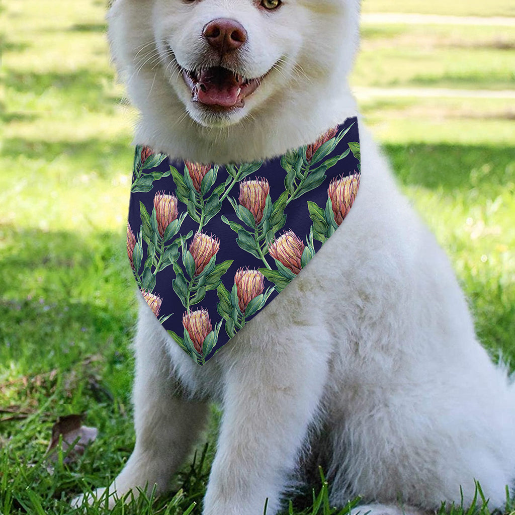 Watercolor Protea Pattern Print Over The Collar Dog Bandana