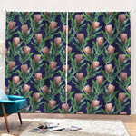 Watercolor Protea Pattern Print Pencil Pleat Curtains