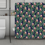 Watercolor Protea Pattern Print Polyester Shower Curtain