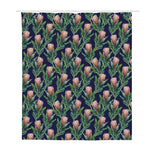 Watercolor Protea Pattern Print Polyester Shower Curtain