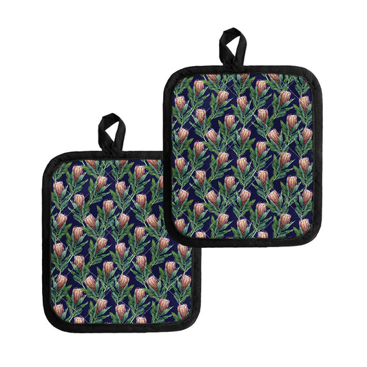 Watercolor Protea Pattern Print Pot Holders