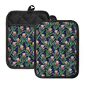Watercolor Protea Pattern Print Pot Holders With Pocket