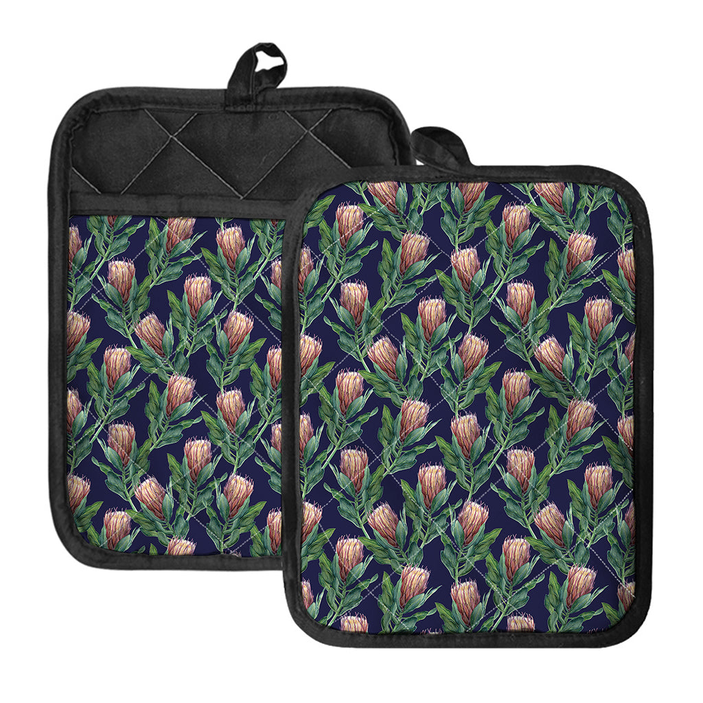Watercolor Protea Pattern Print Pot Holders With Pocket