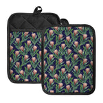 Watercolor Protea Pattern Print Pot Holders With Pocket