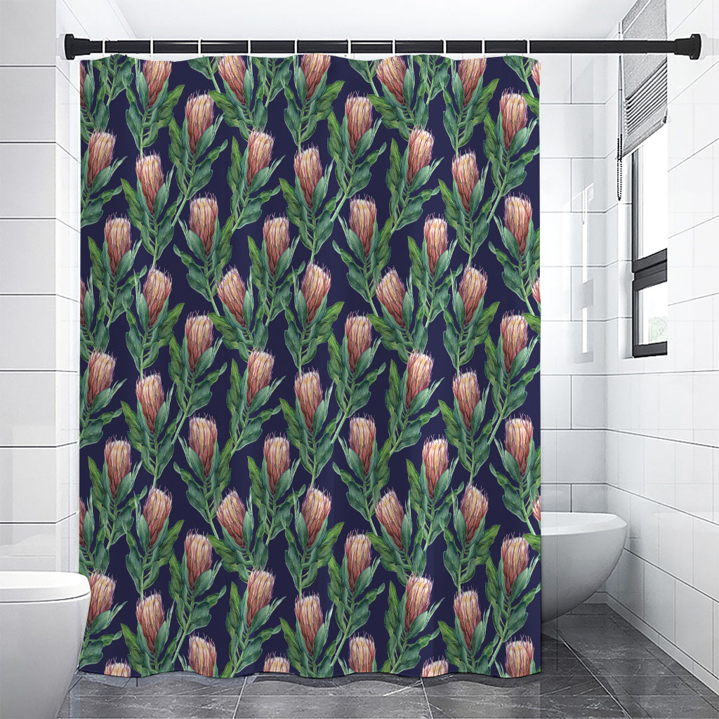 Watercolor Protea Pattern Print Premium Shower Curtain