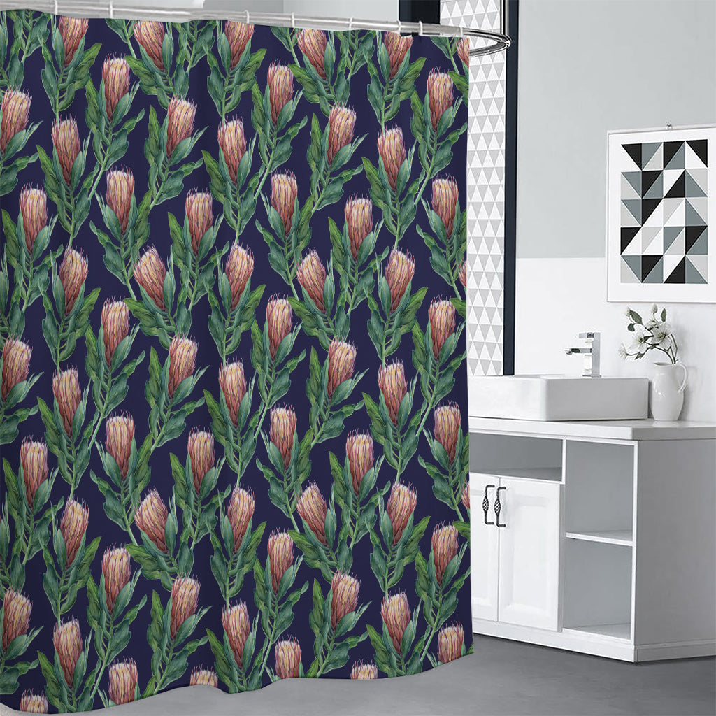 Watercolor Protea Pattern Print Premium Shower Curtain