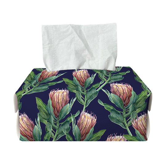 Watercolor Protea Pattern Print Rectangle Tissue Box Cover