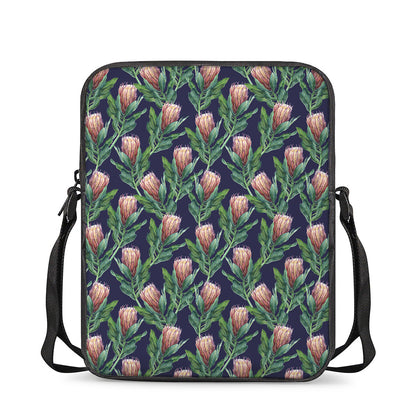 Watercolor Protea Pattern Print Rectangular Crossbody Bag