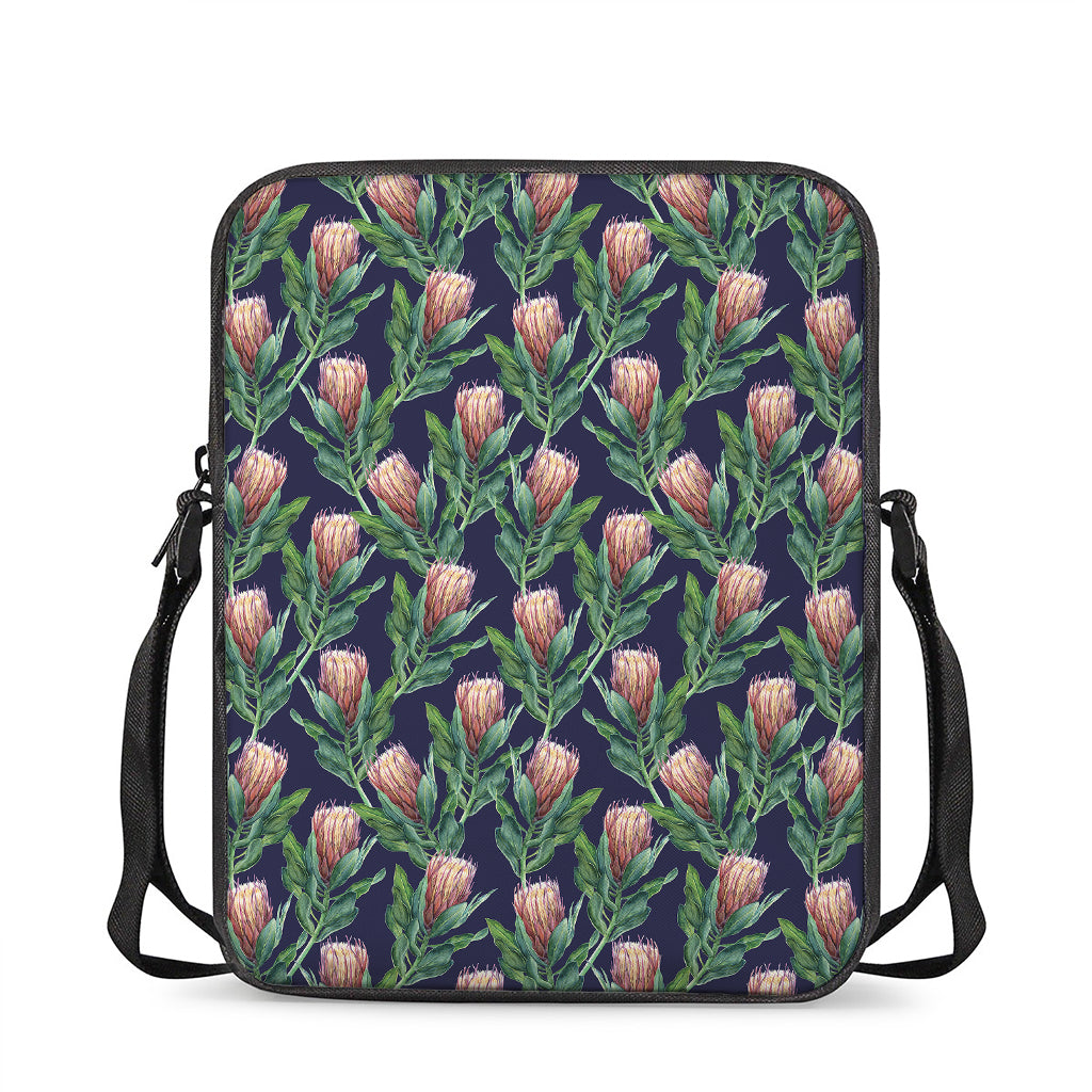Watercolor Protea Pattern Print Rectangular Crossbody Bag