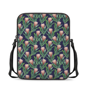 Watercolor Protea Pattern Print Rectangular Crossbody Bag