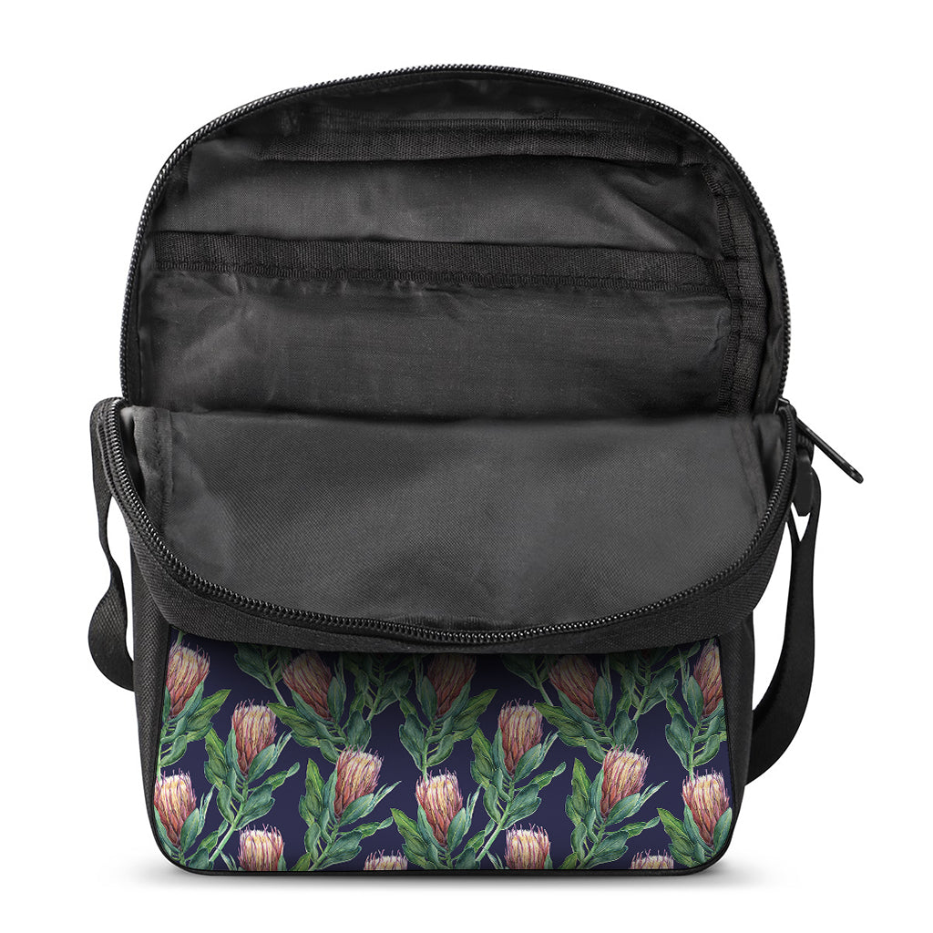 Watercolor Protea Pattern Print Rectangular Crossbody Bag