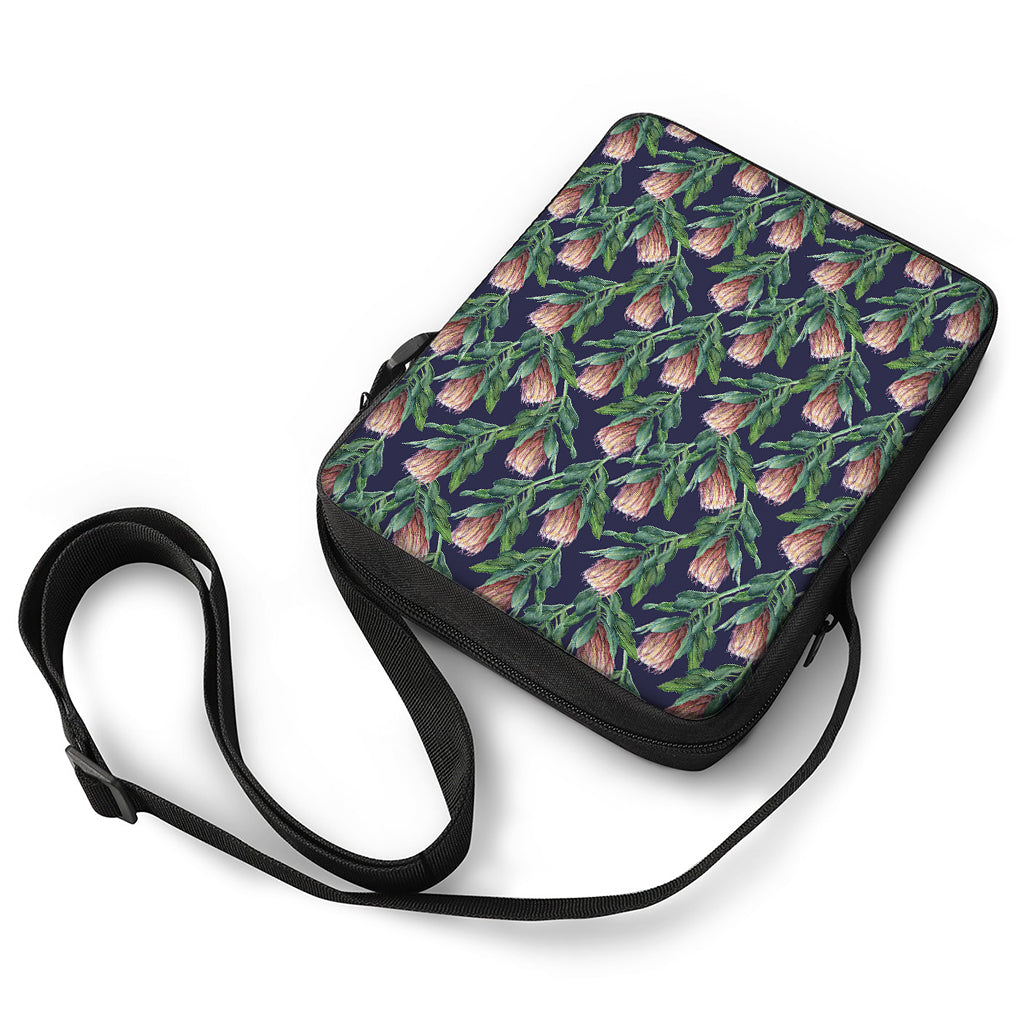 Watercolor Protea Pattern Print Rectangular Crossbody Bag