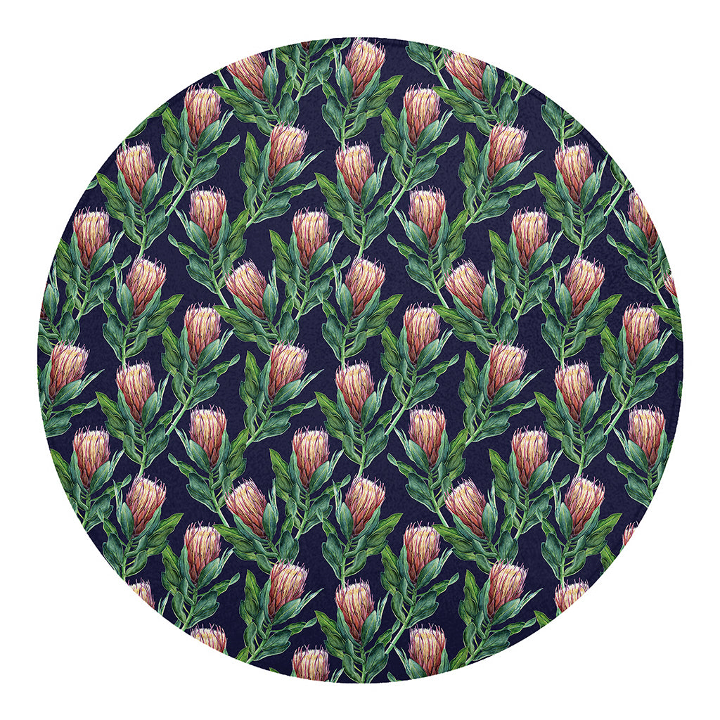 Watercolor Protea Pattern Print Round Blanket
