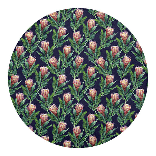 Watercolor Protea Pattern Print Round Blanket