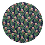 Watercolor Protea Pattern Print Round Blanket
