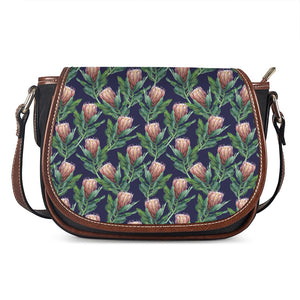 Watercolor Protea Pattern Print Saddle Bag