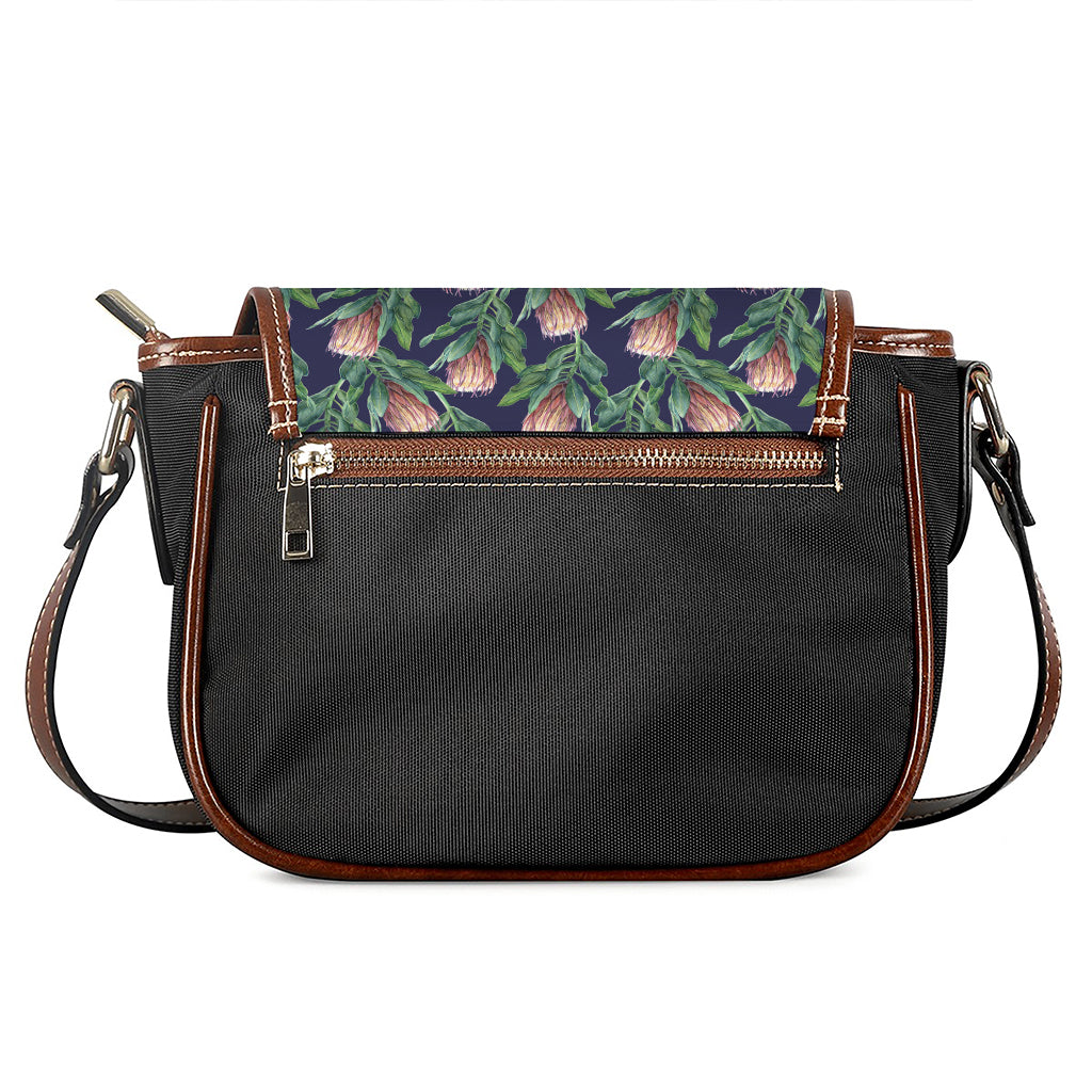 Watercolor Protea Pattern Print Saddle Bag