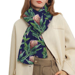 Watercolor Protea Pattern Print Scarf