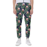 Watercolor Protea Pattern Print Scuba Joggers