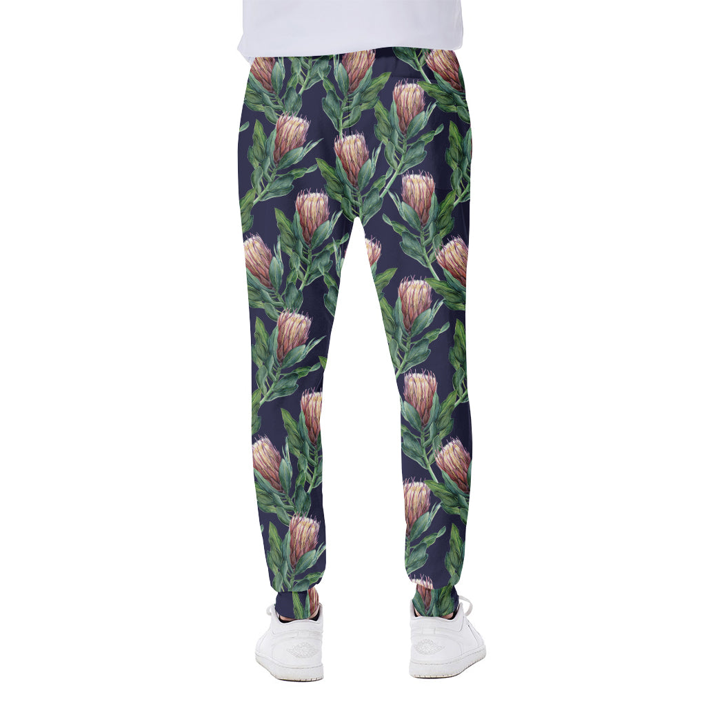 Watercolor Protea Pattern Print Scuba Joggers