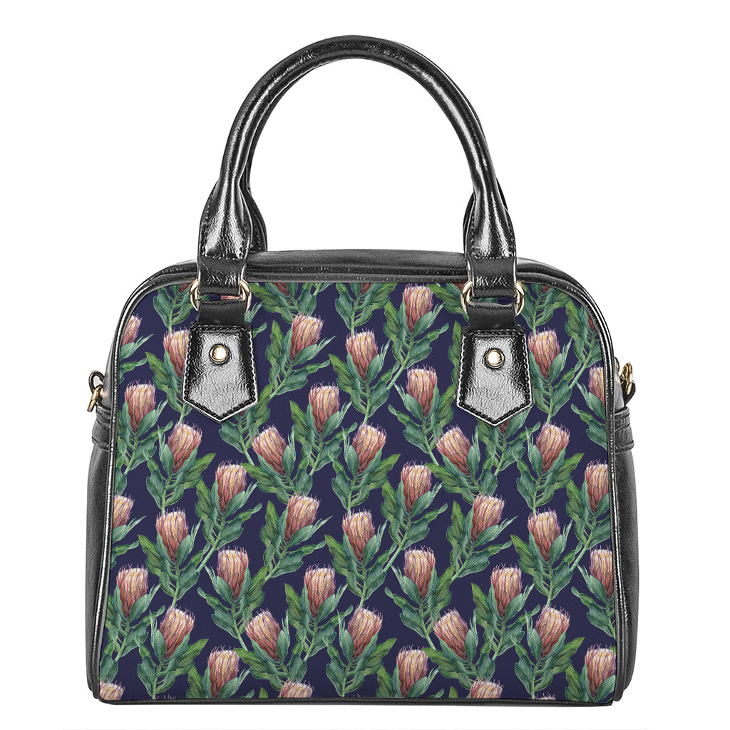 Watercolor Protea Pattern Print Shoulder Handbag