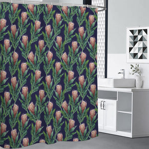 Watercolor Protea Pattern Print Shower Curtain