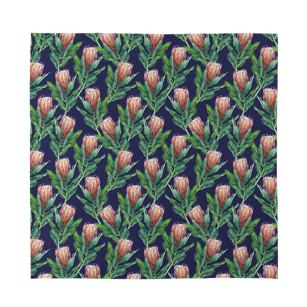 Watercolor Protea Pattern Print Silk Bandana