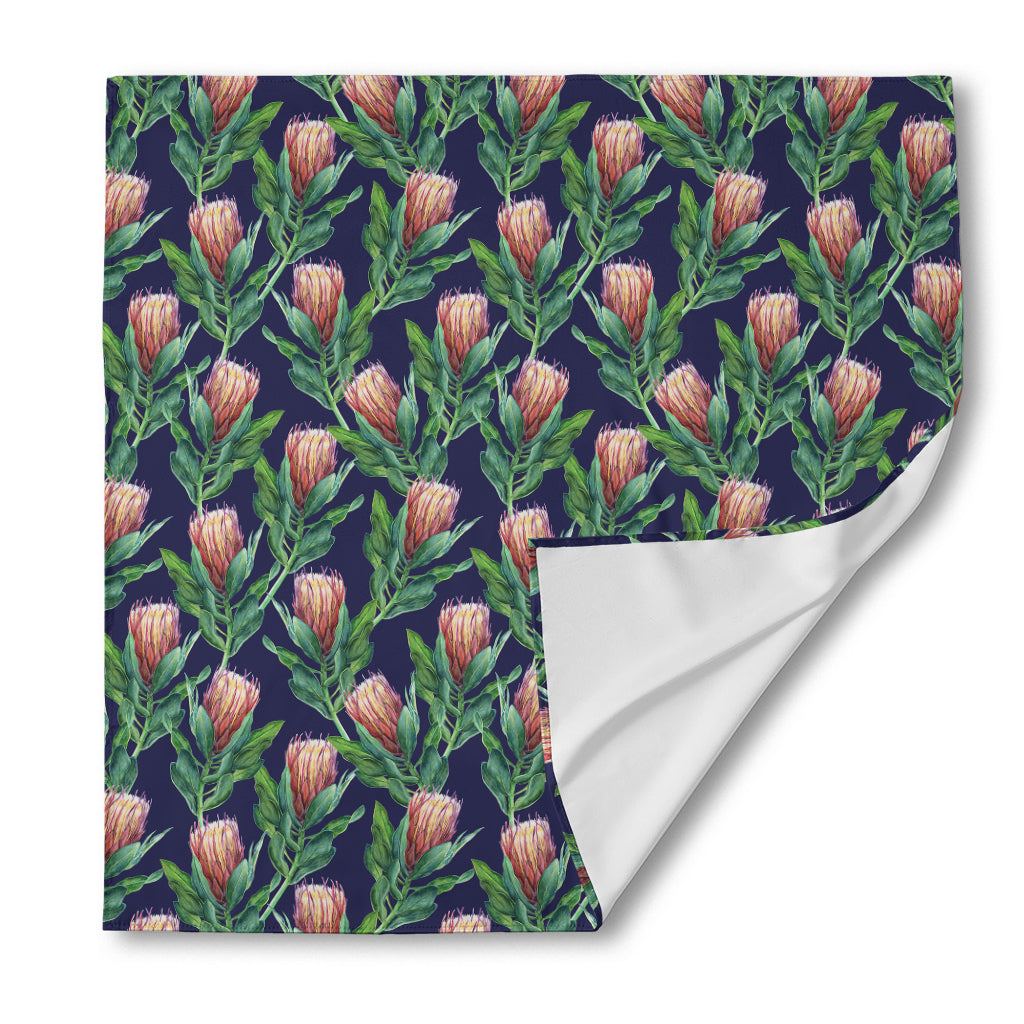 Watercolor Protea Pattern Print Silk Bandana