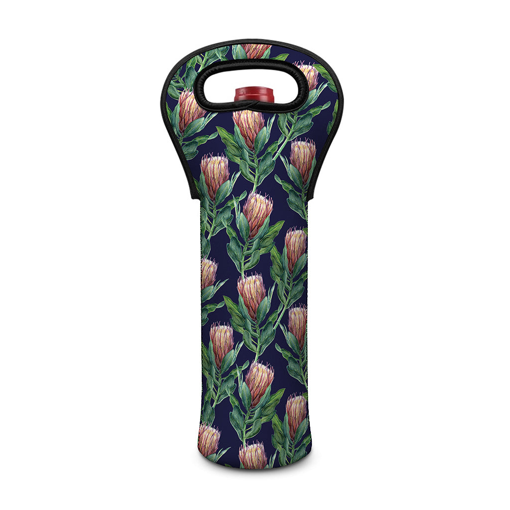 Watercolor Protea Pattern Print Single Neoprene Wine Tote