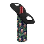 Watercolor Protea Pattern Print Single Neoprene Wine Tote