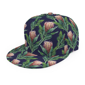 Watercolor Protea Pattern Print Snapback Cap