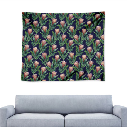 Watercolor Protea Pattern Print Tapestry