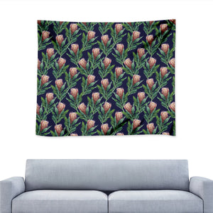 Watercolor Protea Pattern Print Tapestry