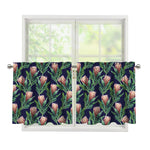 Watercolor Protea Pattern Print Tier Curtains