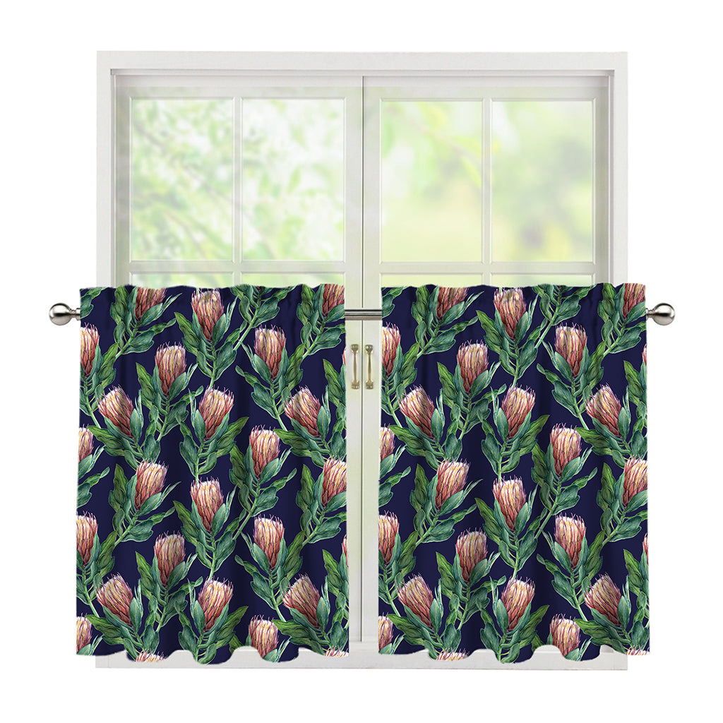 Watercolor Protea Pattern Print Tier Curtains