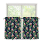 Watercolor Protea Pattern Print Tier Curtains